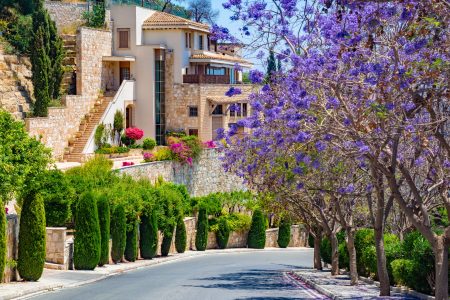 Красивая улочка и дорога на Кипре