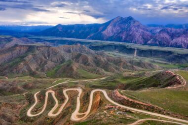 Serpentines with poor road surface in Armenia