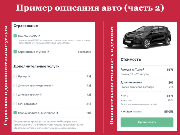 Стоимость аренды авто в Ереване