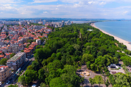 Burgas beach and city