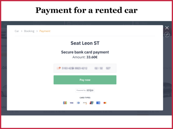 Online payment for a rented car