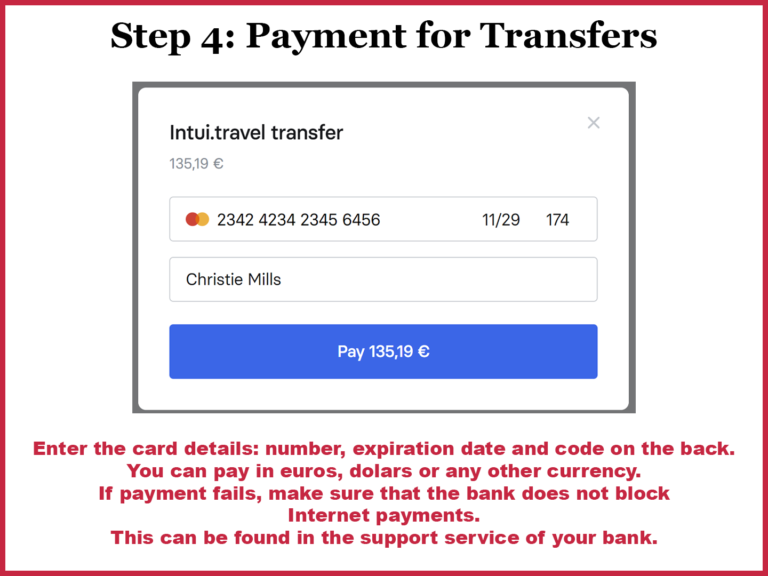 Online payment for transfer in Cyprus