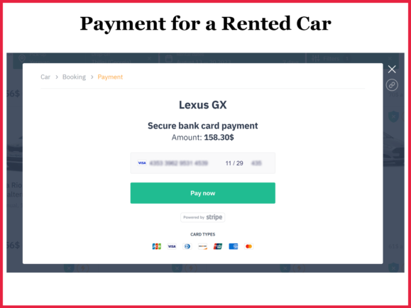 Online payment for a rented car