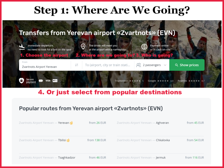Search for airport transfers in Armenia