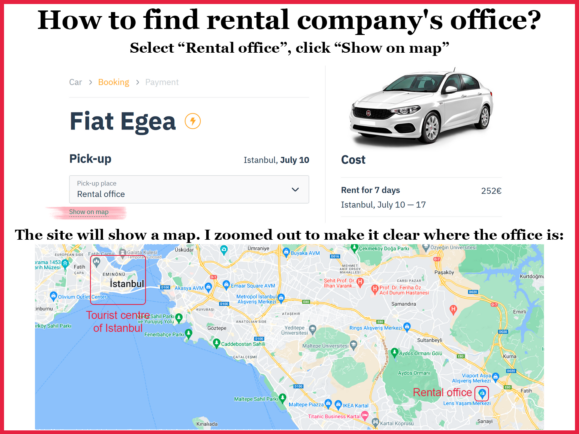 How to find out where the rental company's office is