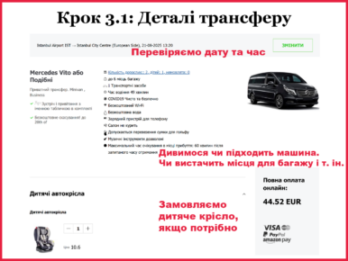 Оформлення трансферу до Стамбула з аеропорту