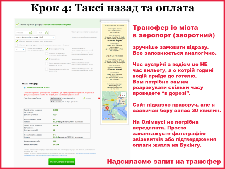 Як викликати таксі з міста до аеропорту Чорногорія Олімпус